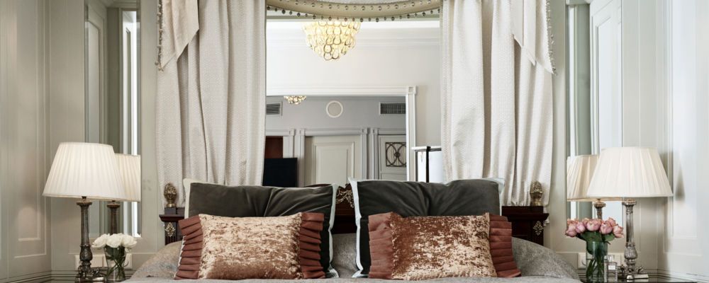 The Kämp Suites are decorated with romantic accents and elegant mahogany.